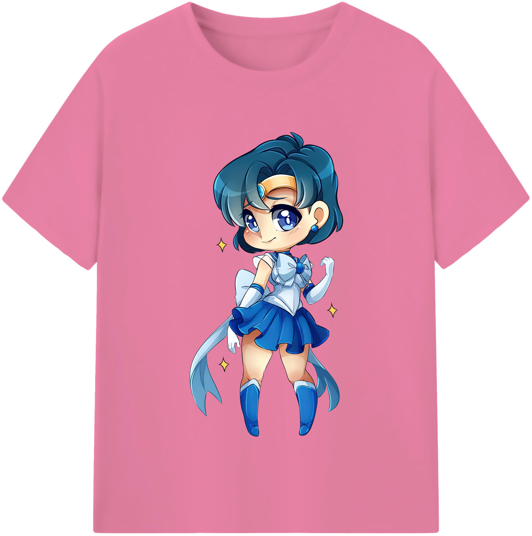 （画像用） 美少女戦士セーラームーン 水野 亜美 みずの あみ Sailor Moon Mizuno Ami 綿100％半袖Tシャツ（フロントプリント）